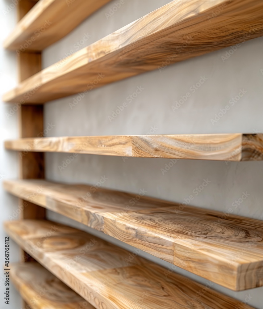 Close-up view of wooden shelves arrangement on a wall, showcasing natural texture and grain. Perfect for interior design concepts and storage solutions. Close-up view of wooden shelves arrangement on a wall, showcasing natural texture and grain. Perfect for interior design concepts and storage solutions.