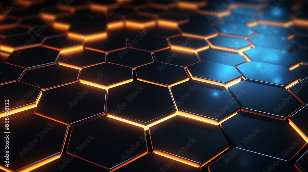 Abstract background with glowing lights hexagon
