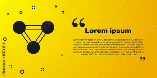 Black Molecule icon isolated on yellow background. Structure of molecules in chemistry, science teachers innovative educational poster. Vector