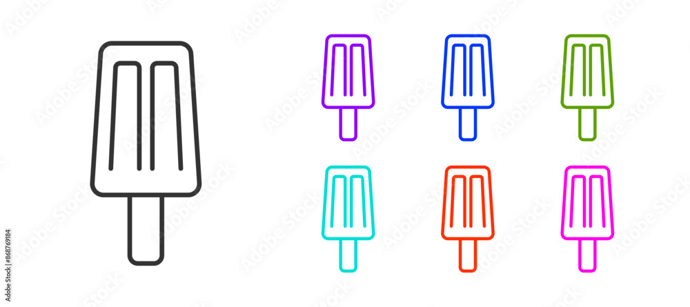 Black line Ice cream icon isolated on white background. Sweet symbol. Set icons colorful. Vector Black line Ice cream icon isolated on white background. Sweet symbol. Set icons colorful. Vector