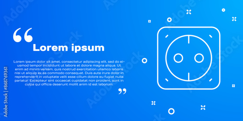 White line Electrical outlet icon isolated on blue background. Power socket. Rosette symbol. Vector
