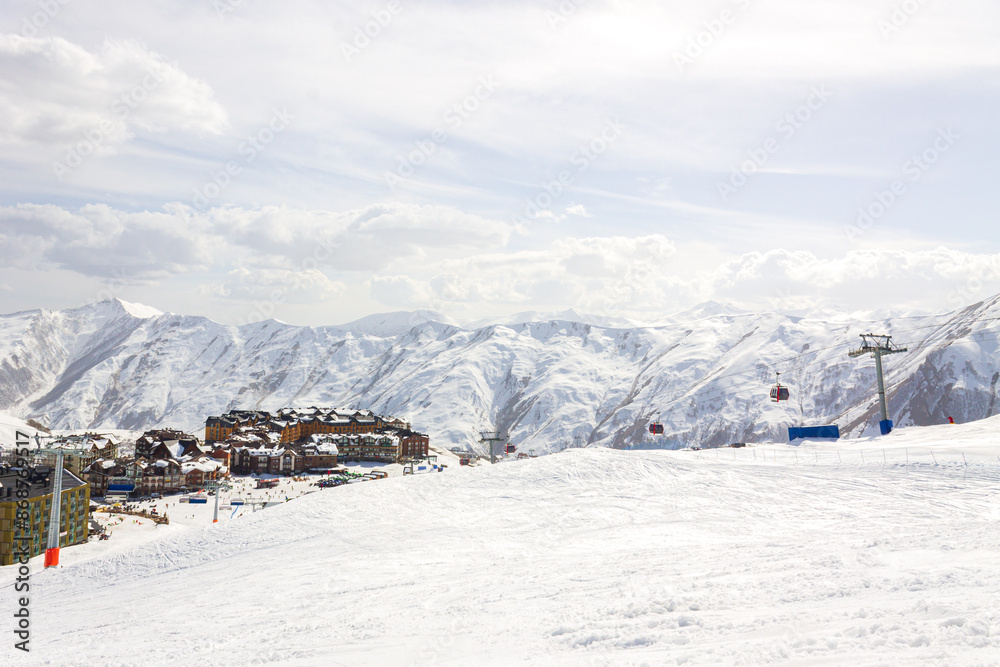 Gudauri ski resort in winter. Caucasus mountains in Georgia Gudauri ski resort in winter. Caucasus mountains in Georgia
