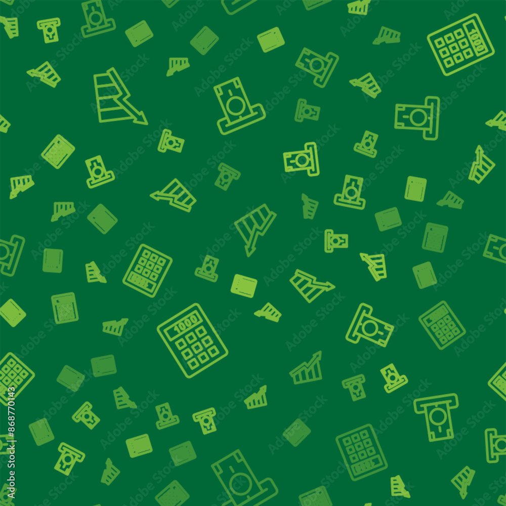 Set line Financial growth increase, Calculator and ATM and money on seamless pattern. Vector Set line Financial growth increase, Calculator and ATM and money on seamless pattern. Vector