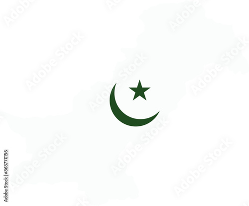 the cresent and the star shining on the map for the symbol of independence of pakistan