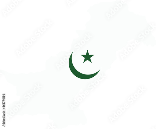 the cresent and the star shining on the map for the symbol of independence of pakistan in picture in jpeg format