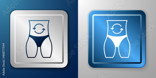 White Metabolism of human organism icon isolated on isolated on blue and grey background. Digestion, metabolic system and hormones concept. Silver and blue square button. Vector