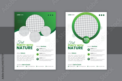 Vector eco flyer, poster, brochure, magazine cover template, Modern green leaf, environment design set, vector template, One Pager Design Template, Pamphlet Design Template, Nature flyer design layout