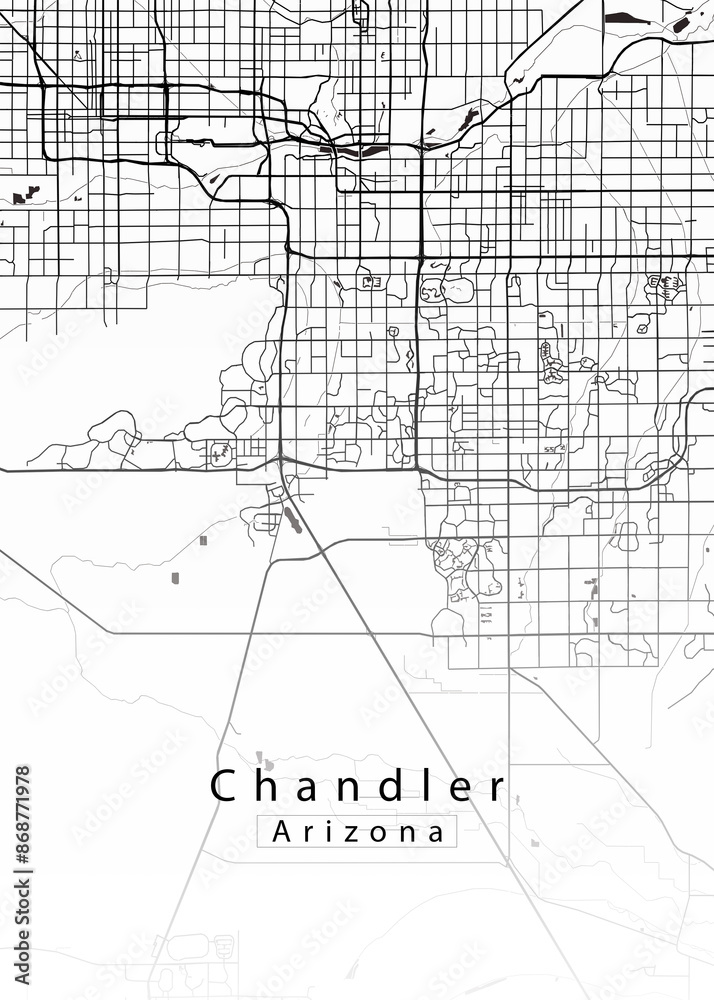 Minimalist white map of Chandler, Arizona A modern map print