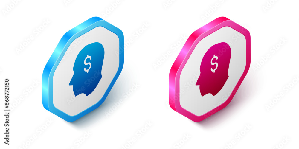 Isometric Lucky player icon isolated on white background. Hexagon button. Vector Isometric Lucky player icon isolated on white background. Hexagon button. Vector