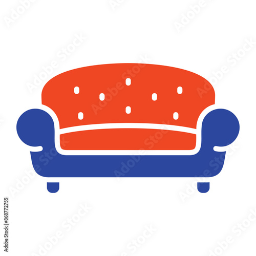 Soft sofa vector icon. Furniture sign