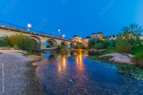 Chinon village France, under a beautiful sunset