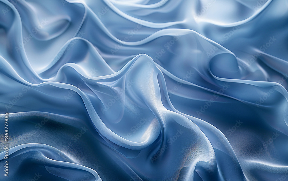 Obraz premium Blue Silk Fabric Draped In Soft Waves