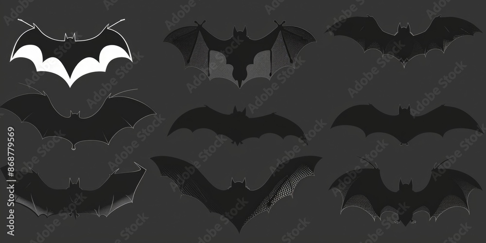 Obraz premium Bats on black background