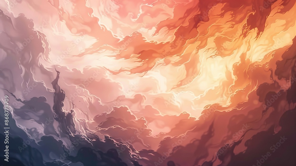 A stunning depiction of clouds against a vibrant, multicolored backdrop A stunning depiction of clouds against a vibrant, multicolored backdrop