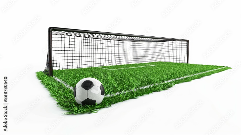 3D rendering illustration of a football soccer playground with a ball ...