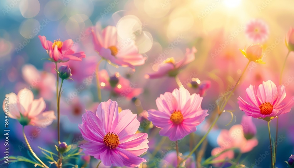 A vibrant field of blooming flowers A vibrant field of blooming flowers