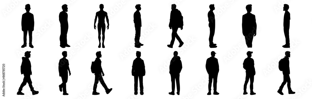 Man silhouettes set, pack of vector silhouette design, isolated background Man silhouettes set, pack of vector silhouette design, isolated background