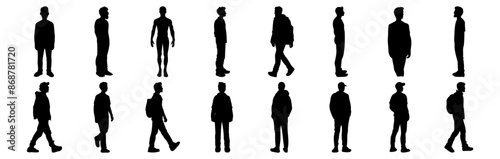 Man silhouettes set, pack of vector silhouette design, isolated background
