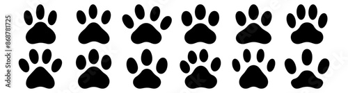 Paw silhouettes set, pack of vector silhouette design, isolated background