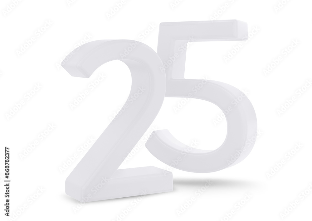 white number twenty-five 25 isolated symbol 3d-illustration white number twenty-five 25 isolated symbol 3d-illustration