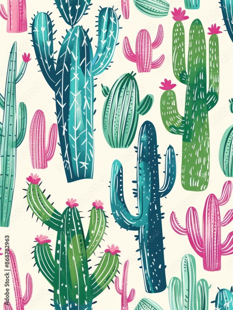 Cacti on White Background Cacti on White Background