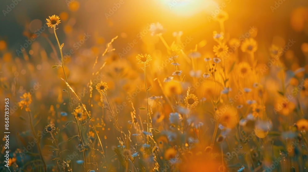 Wildflowers field with sun Wildflowers field with sun