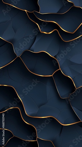 Dark blue background with golden lines, modern minimalist style mobile phone wallpaper