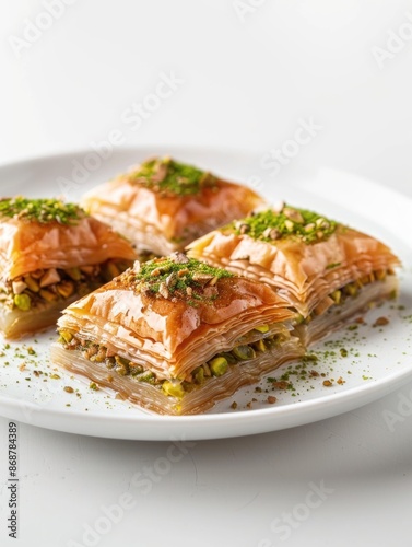 Baklava on White Plate