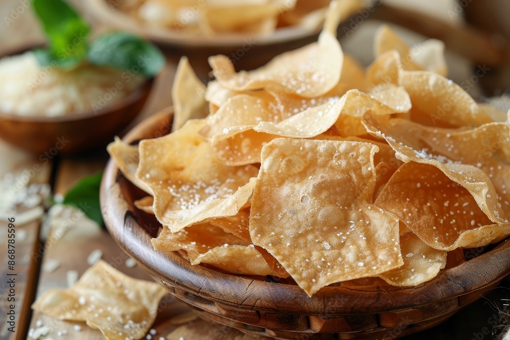 Kripik singkong are snack chips made from fried cassava root Kripik singkong are snack chips made from fried cassava root