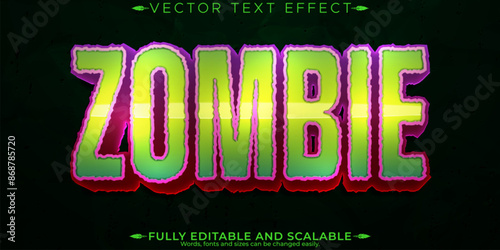 Zombie text effect, editable horror and halloween customizable font style.