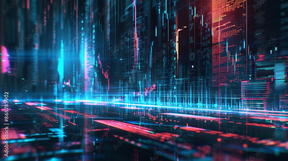 Futuristic stock market or trading graph suitable for financial investments economic trends and business ideas Abstract finance background Futuristic stock market or trading graph suitable for financial investments economic trends and business ideas Abstract finance background