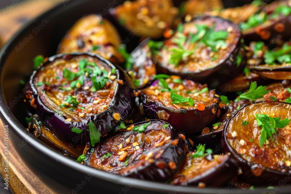 Make Indian crispy eggplant recipe using selective focus