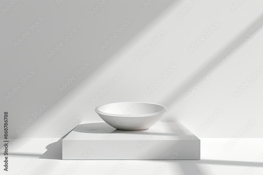 Empty white podium with shadow on white background Stand for product presentation Minimal 3D Render Empty white podium with shadow on white background Stand for product presentation Minimal 3D Render