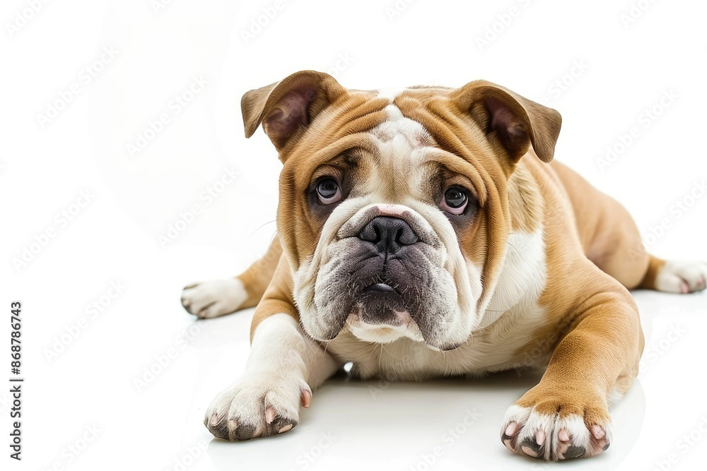 English Bulldog against a white backdrop English Bulldog against a white backdrop