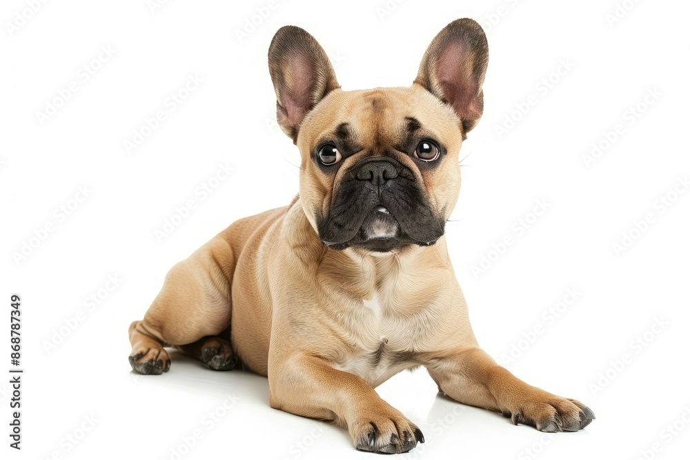 Fototapeta premium French bulldog resting on white background