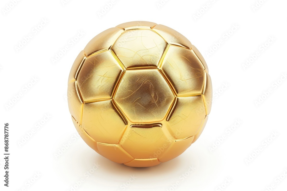 Fototapeta premium Golden soccer ball on white background