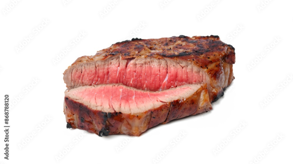Grilled steak on white background