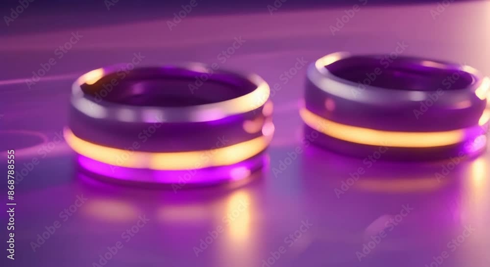 A pair of glowing electric rings with jagged lightning like edges in split lighting The left ring emits a purple hue while the right ring glows white 4k animation A pair of glowing electric rings with jagged lightning like edges in split lighting The left ring emits a purple hue while the right ring glows white 4k animation