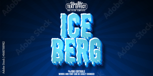 Iceberg editable text effect, customizable ice and glacier 3d font style