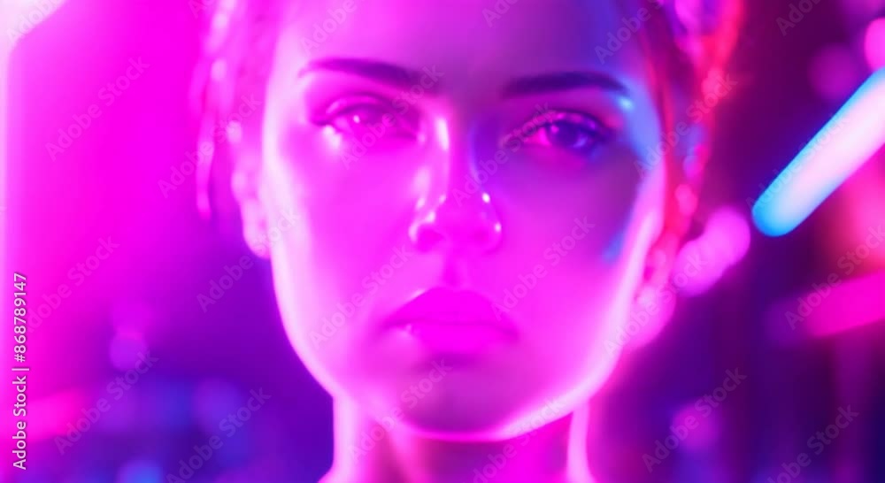 Electrifying neon hu, cinematic neon light around girl Electrifying neon hu, cinematic neon light around girl