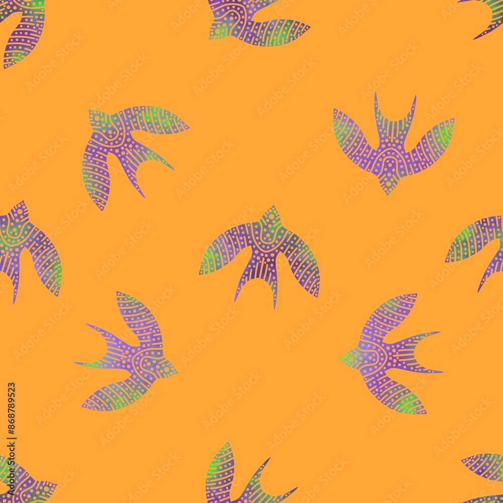 Obraz premium Ethnic birds seamless Ukraine pattern for wrapping paper and fabrics and linens