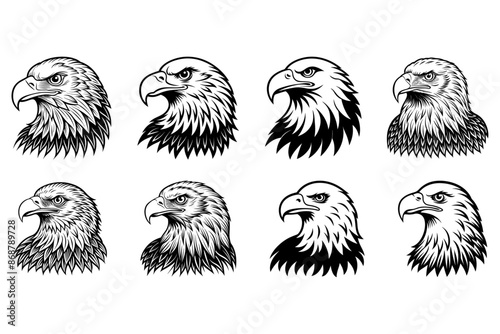 American Bald Eagle Head silhouette Vector Art Illustration, CNC, Wood, Vinyl, Cricut, Laser engraving File