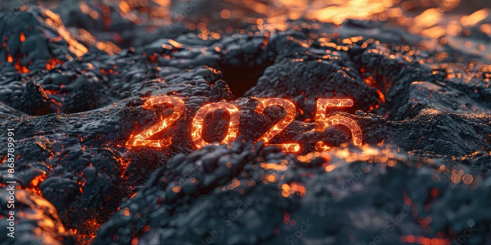 lava with big 3d digits 