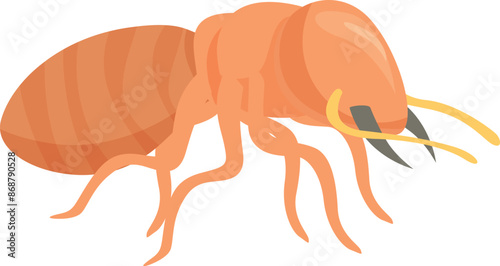 Cartoon big termite with six legs walking on white background