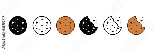 Set of Biscuit, cracker, Snack icon. Vector Illustration.