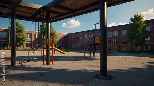 Wallpaper Mural modern school building made with many windows for back to school background Torontodigital.ca