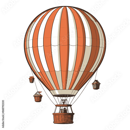 Hot Air Balloon Striped Pattern Vintage Illustration