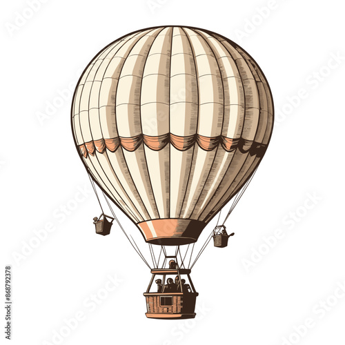 Hot Air Balloon Vintage Vector Illustration