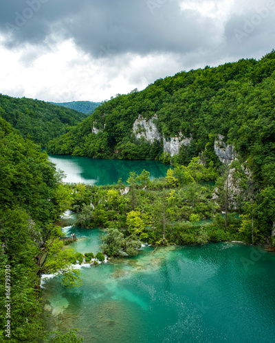 waterfalls in the mountains in Croatia