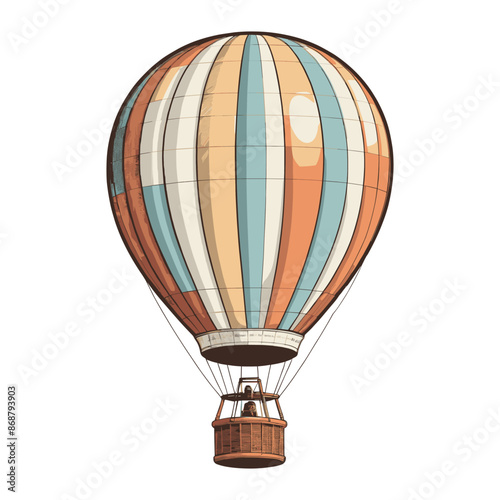 Vintage Hot Air Balloon Illustration with Striped Pattern